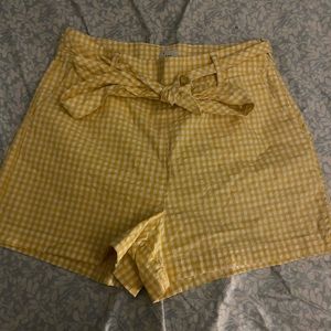 Yellow Gingham high waisted shorts